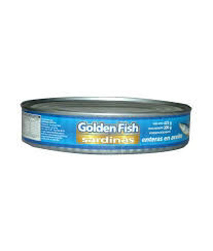 Imagen de SARDINA ENTERAS OVAL AL ACEITE GOLDEN FISH 425 GRS (24 UNI)