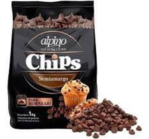 Imagen de CHOCOLATE CHIPS SEMIAMARGO ALPINO 1 KG (6 UNI)