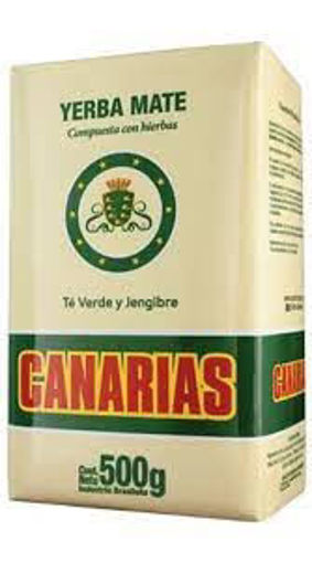Imagen de YERBA CANARIAS TE VERDE Y JENGIBRE 500 GR (20 UNI)